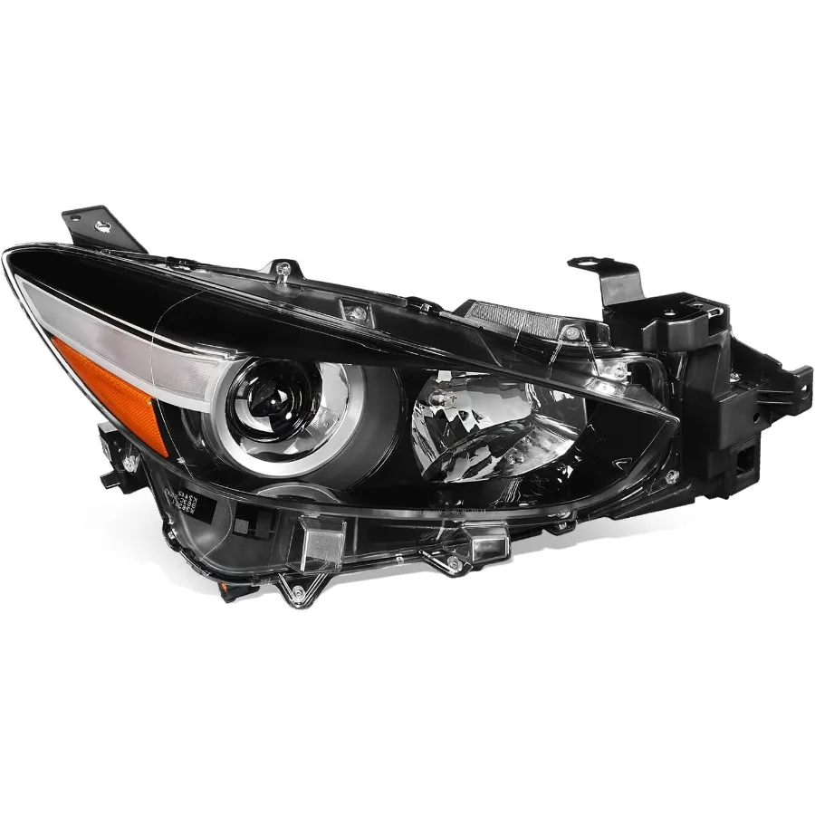 

Галогенная модель, заводской стиль, лампа для проектора для Mazda 3 20172018, черный корпус с правой стороны пассажира и янтарным углом