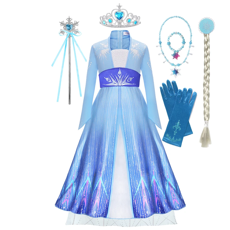 Elsa Dresses for Girls Costume 2026 Kids Fancy Cosplay Carnival Princess Gowns Children Birthday Party Dresses Outfits 2-10Yrs