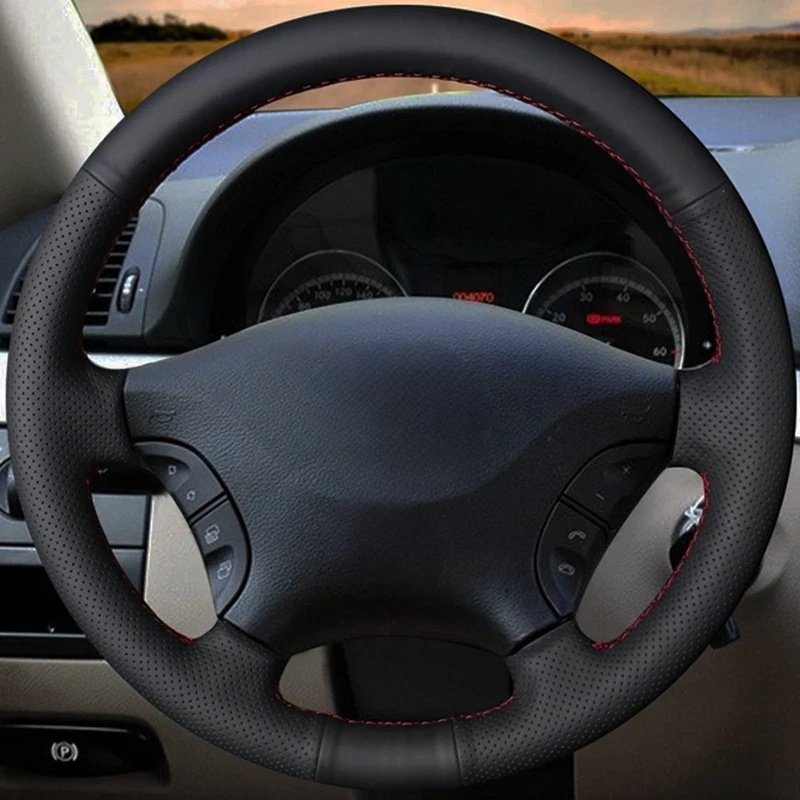 Car Steering Wheel Cover Soft Black Artificial Leather For Mercedes Benz W639 Viano Vito 2006-2015 Volkswagen Crafter 2006-2016