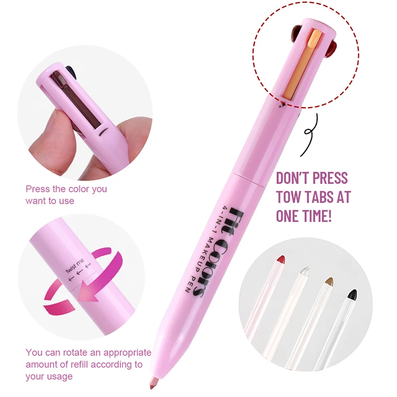 ปากกาแต่งหน้า 4-in-1 ปากกาแต่งหน้า 4-in-1 4-in-4 Lip Liner Highlighter ดินสอเขียนคิ้ว