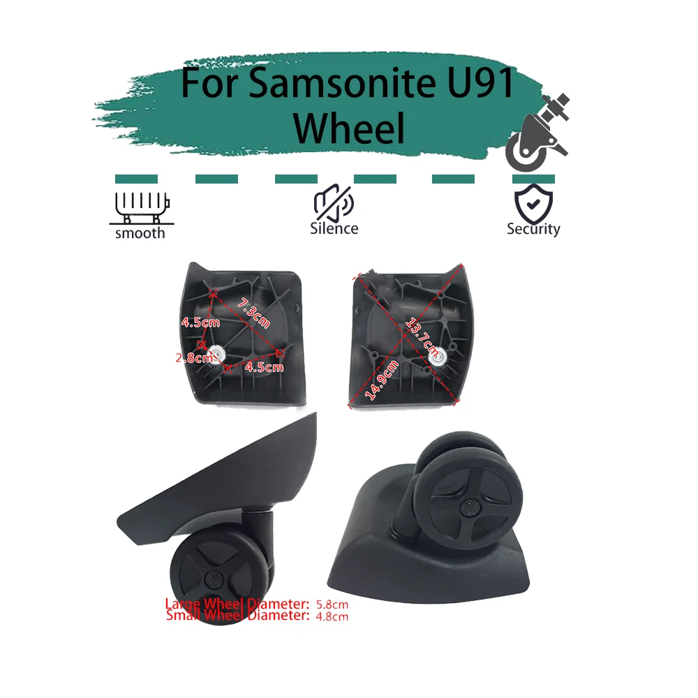 

For Samsonite U91 Black Universal Wheel Replacement Suitcase Rotating Smooth Silent Shock Absorbing Travel Accessories Casters