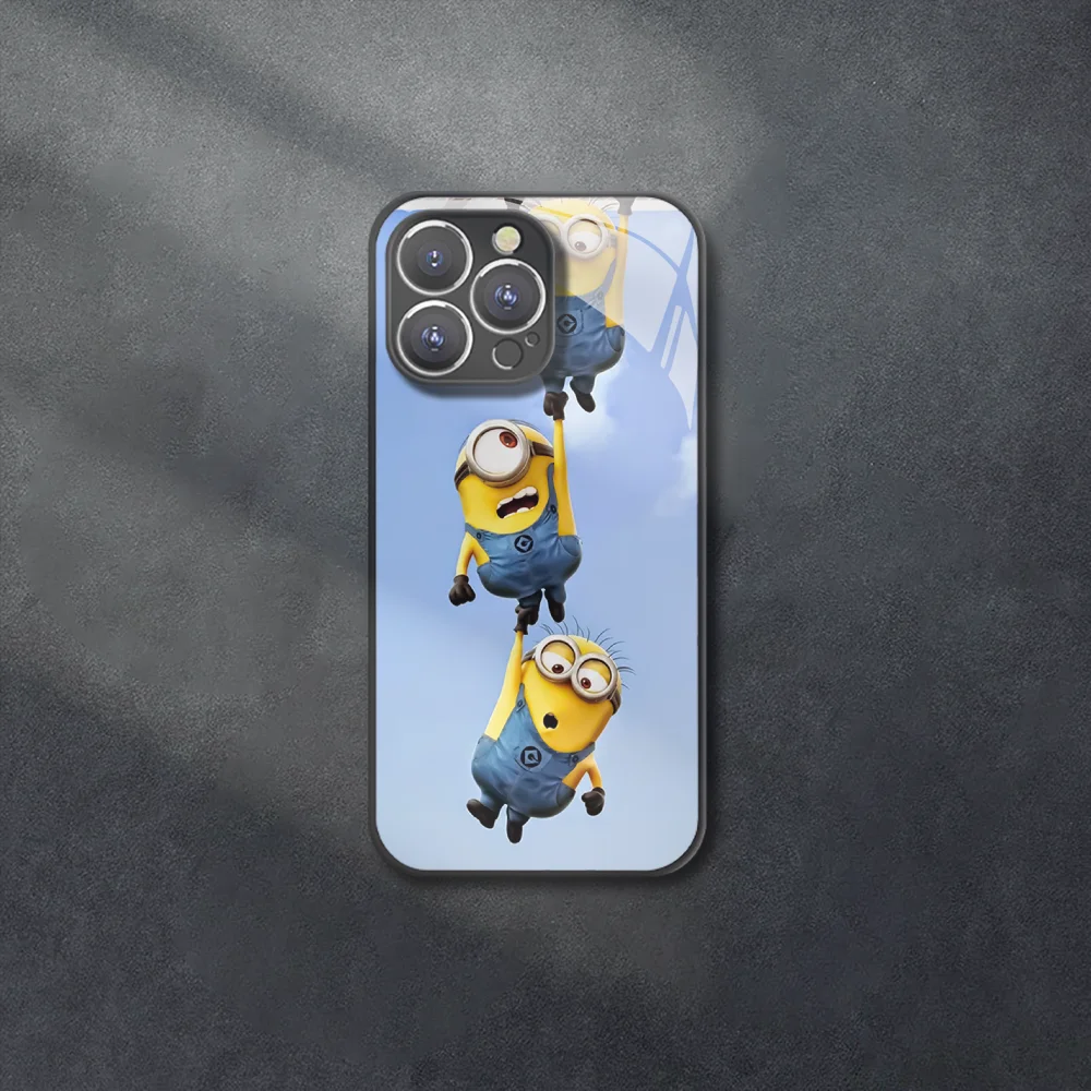Cartoon M-Minions Geel Gehard Glazen Telefoonhoesje Voor Iphone 11 12 13 14 15 Pro Max X Xr Xs Max 7 8 Plus Mini Bumperhoes