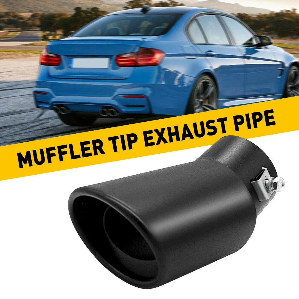 Car Trim Exhaust Pipe 63mm Stainless Steel Bend Muffler Tip Tail Throat Black