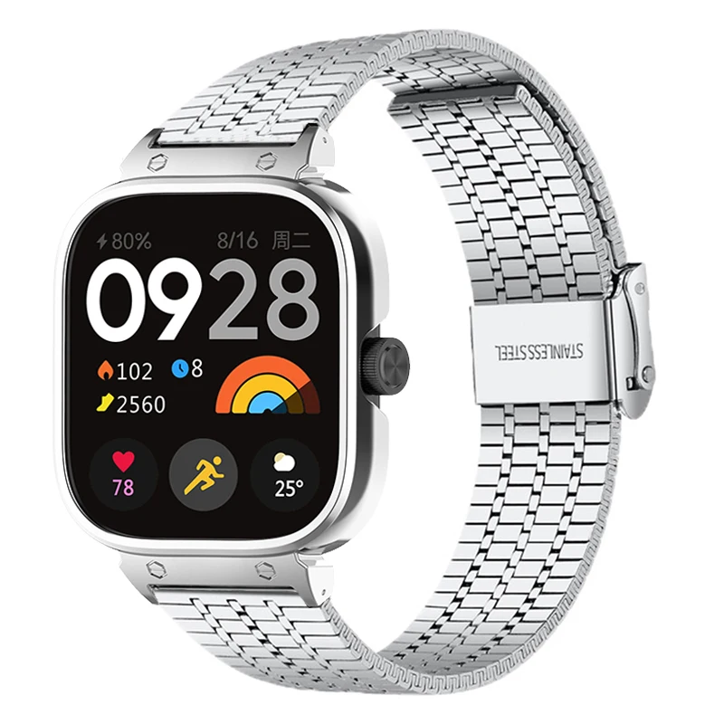 Pulseira de metal caso protetor para redmi relógio 4 pulseira de aço inoxidável para redmi relógio 4 pulseira para redmi watch 4 pulseiras