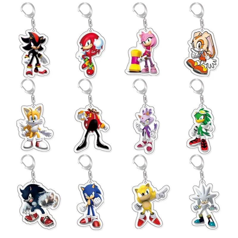 Hot Cartoon Sonices Keychain Pendant PVC Pendant Anime Game Peripheral Keyring Backpack Decoration Children\'s Toy Figures Gifts