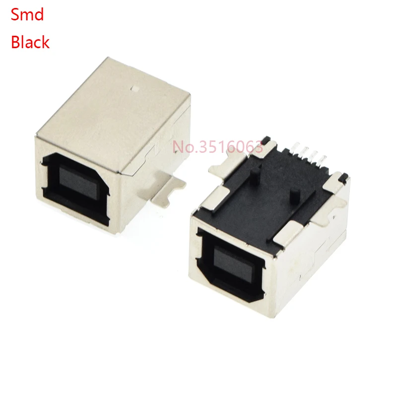 5PC USB 2.0 Connector Socket Jack Female Type B 90/180 Degree Connector Soldering PCB Connector D Printer Interface White/Black