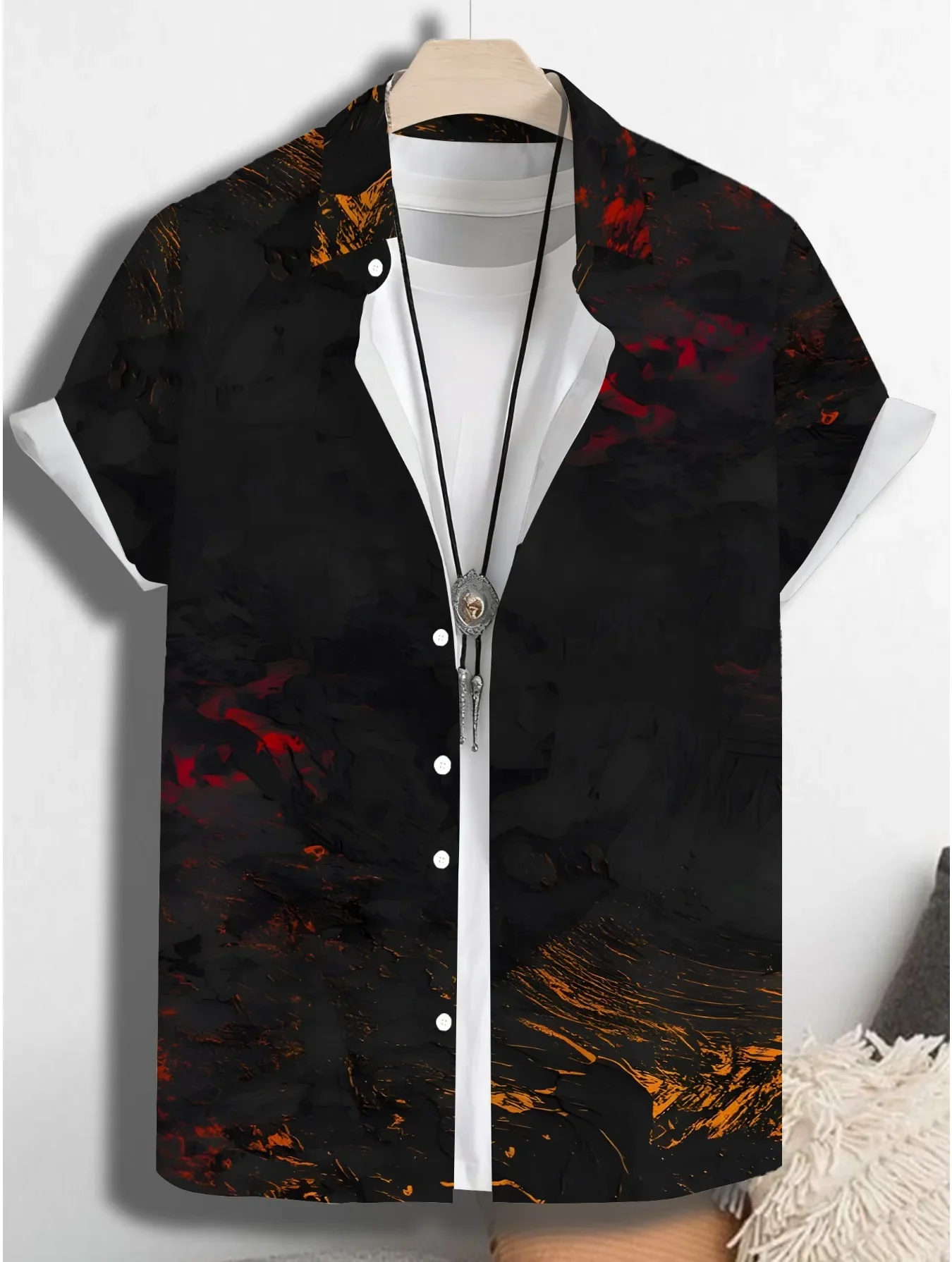 Casual Loose Fit Men's Hawaiian Shirt Summer Man Short Sleeve Vibrant Beach Print Lightweight Fashion Tops For Daily Wear