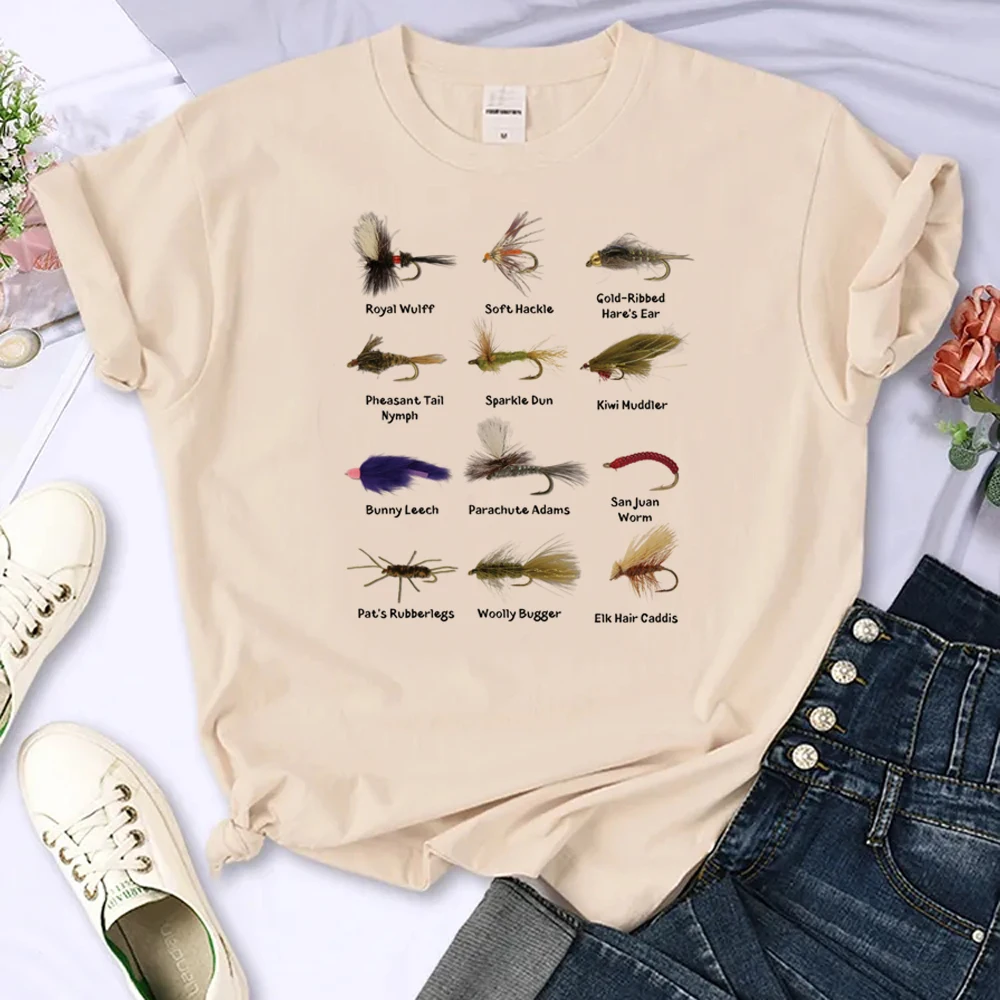 

Fishing Tee women manga funny top girl harajuku designer clothing