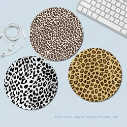 Leopard Print Panther22x22cm Round Kawaii Cartoon Anime Gaming Mouse Pad Keyboard Mouse Mats Deskpad Girls for PC Mouse Carpet
