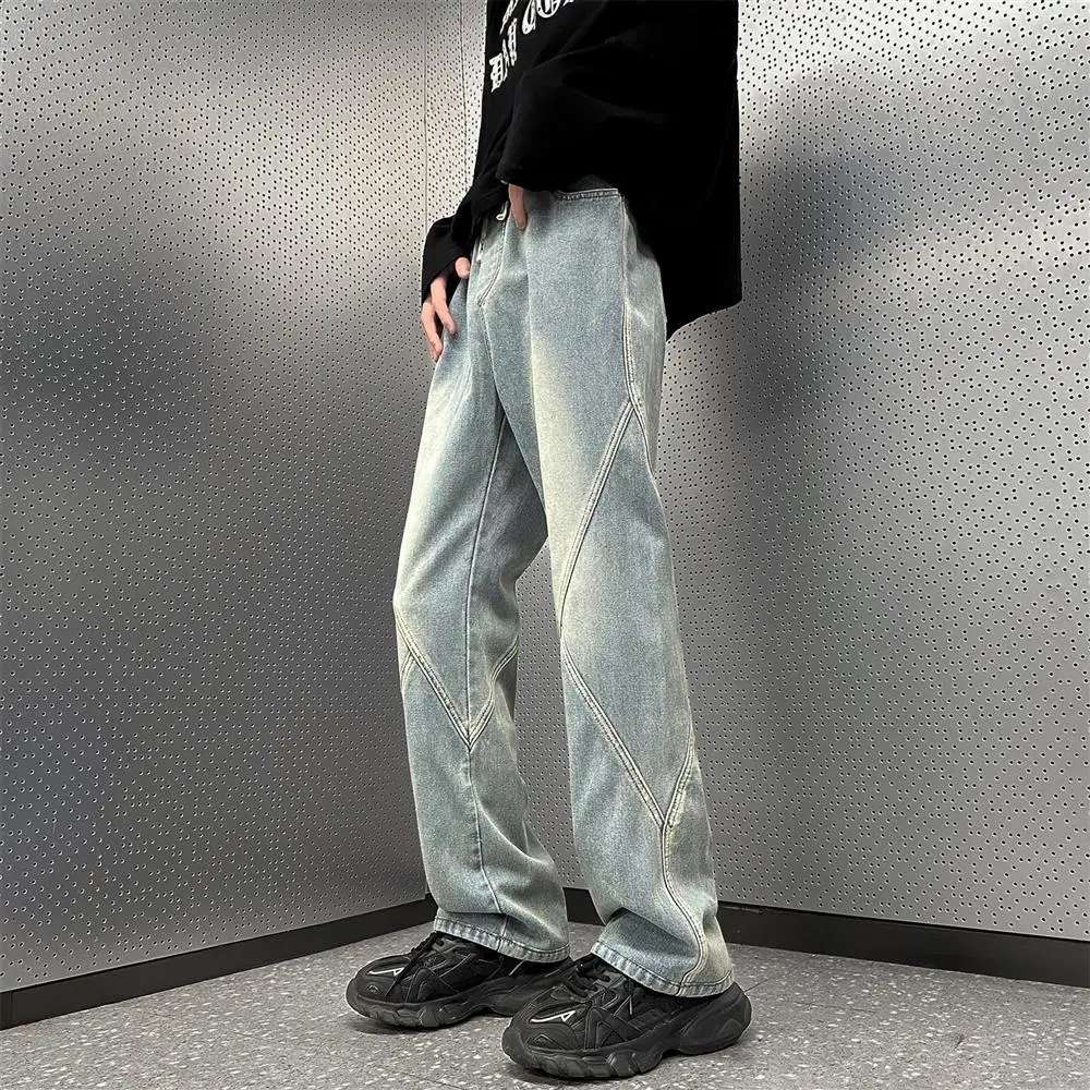 2023 Summer New Fashion Retro Jeans Men's Loose Wide-leg Pants Straight-leg Pants All-match Boutique Clothing Simple Style