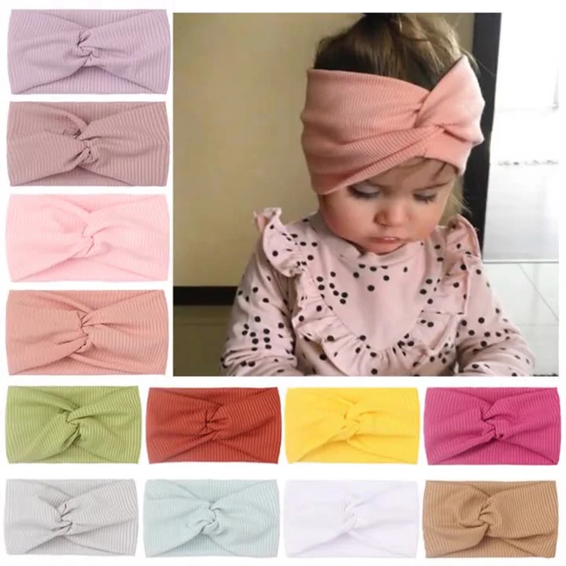 1 PC Spring Summer Solid Color Baby Headband Girls Twisted Knotted Soft Elastic Baby Girl Headbands Hair Accessories Large Size