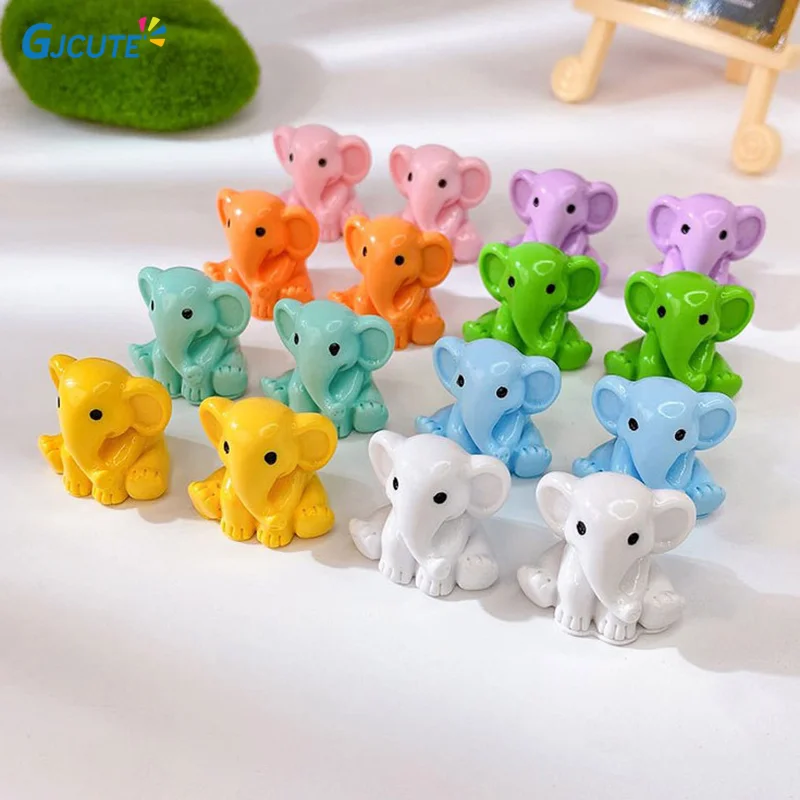 

2Pcs Color Stereo Simulation Elephants Miniatures Elephant Creative Ornament Desktop Decoration DIY Jewelry Cute Animal Elephant