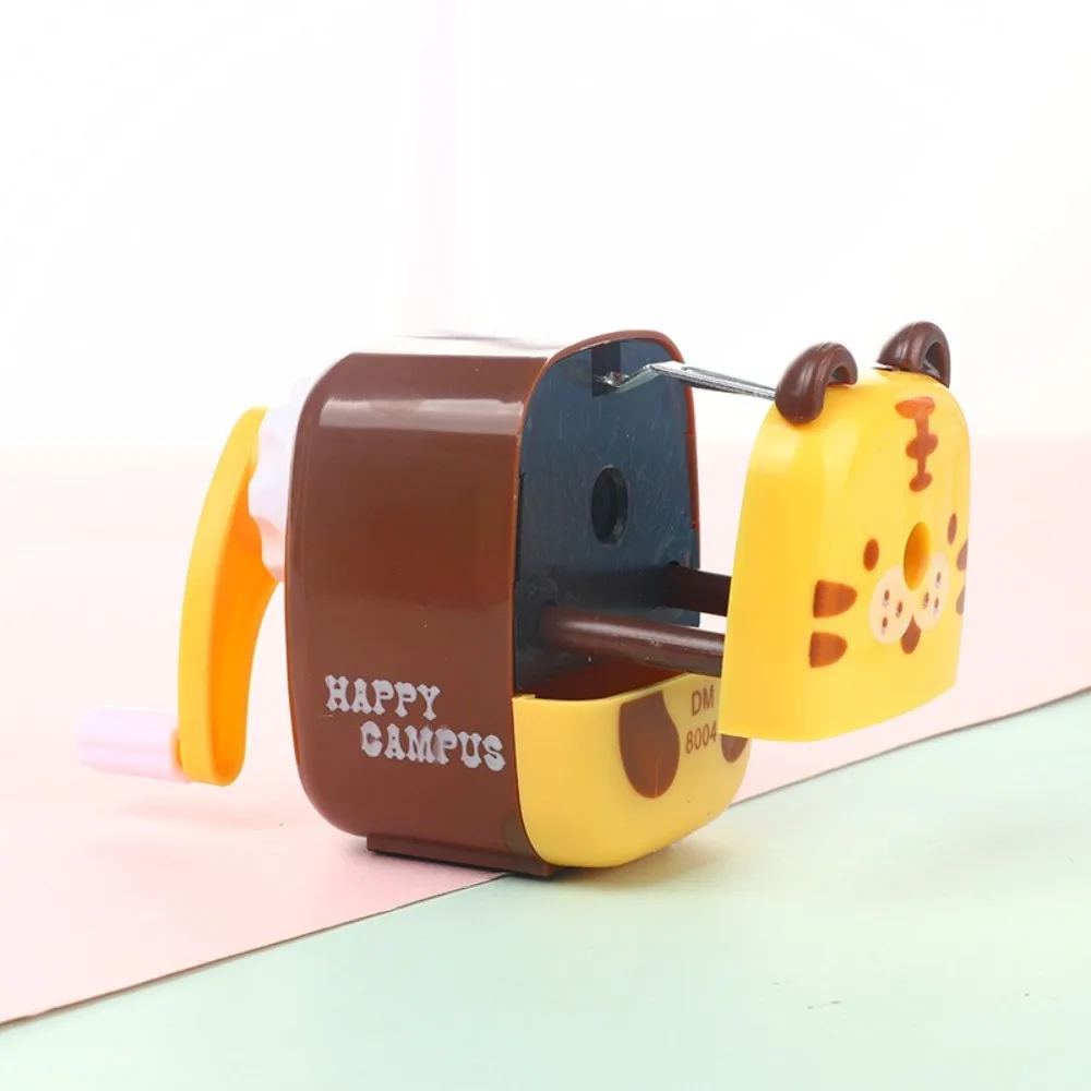 

Cartoon Pencil Sharpener Tiger Panda Cute Animal Helical Steel Blade Sharpener Pen Cutting Tool Hand-Cranked Student Stationery