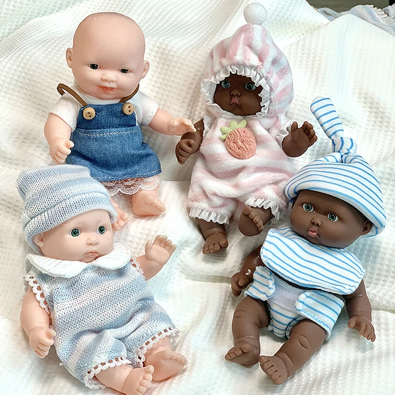 Muñecas Reborn de silicona para bebés, muñecos de Palma de 12cm, vestido de simulación, Juguetes