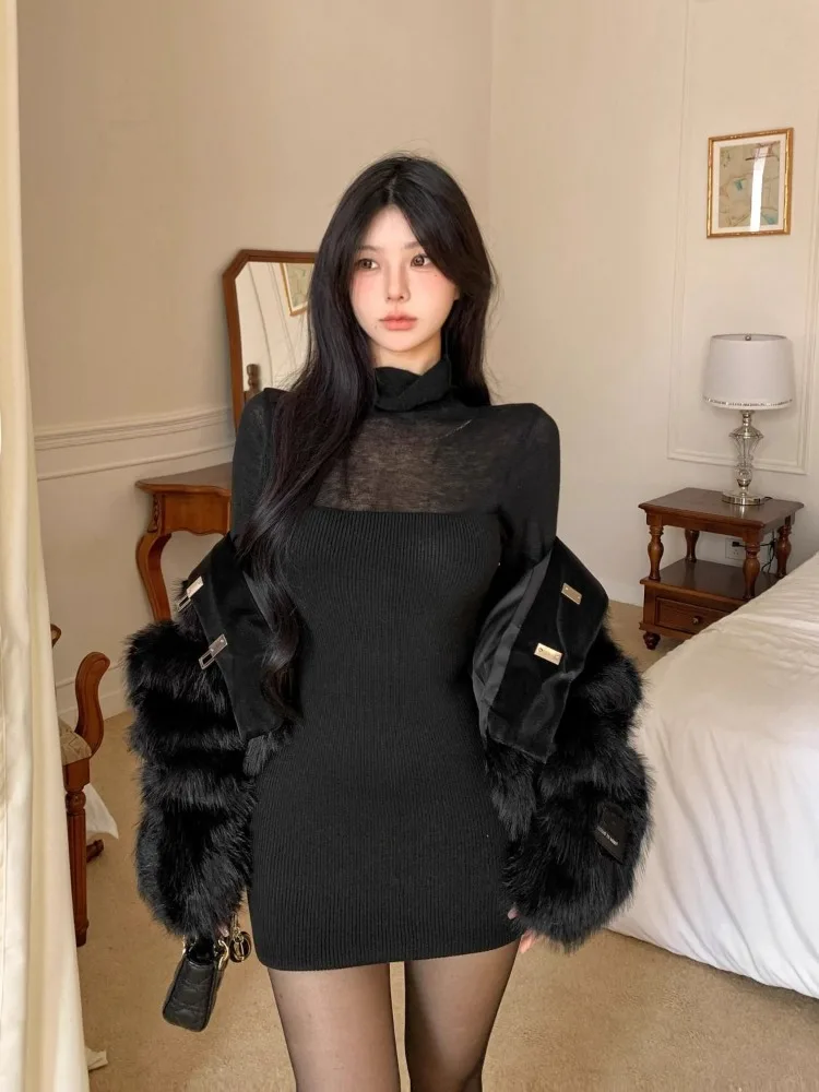 الشتاء أزياء المرأة الجديدة أنيقة محبوك سليم المناسب اللباس الداخلي مثير الجوف خارج حار فتاة الخصر حقيبة الأرداف اللباس