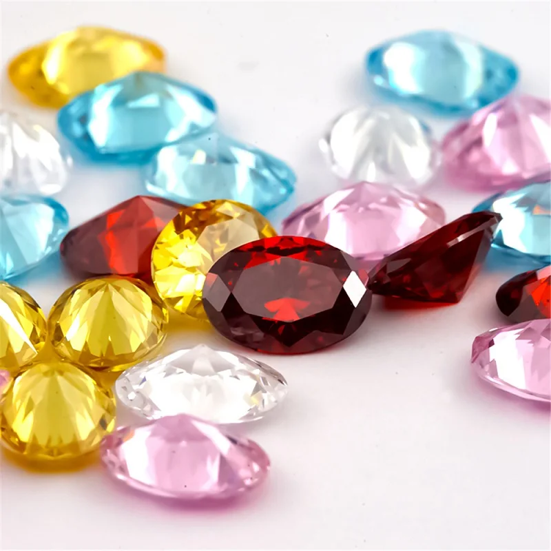 

Oval Cubic Zirconia Stone White GoldenYellow Pink Garnet SeaBlue Mix 5 Color 5A Loose CZ Synthetic Gemstone 3x5~10x12mmZircon
