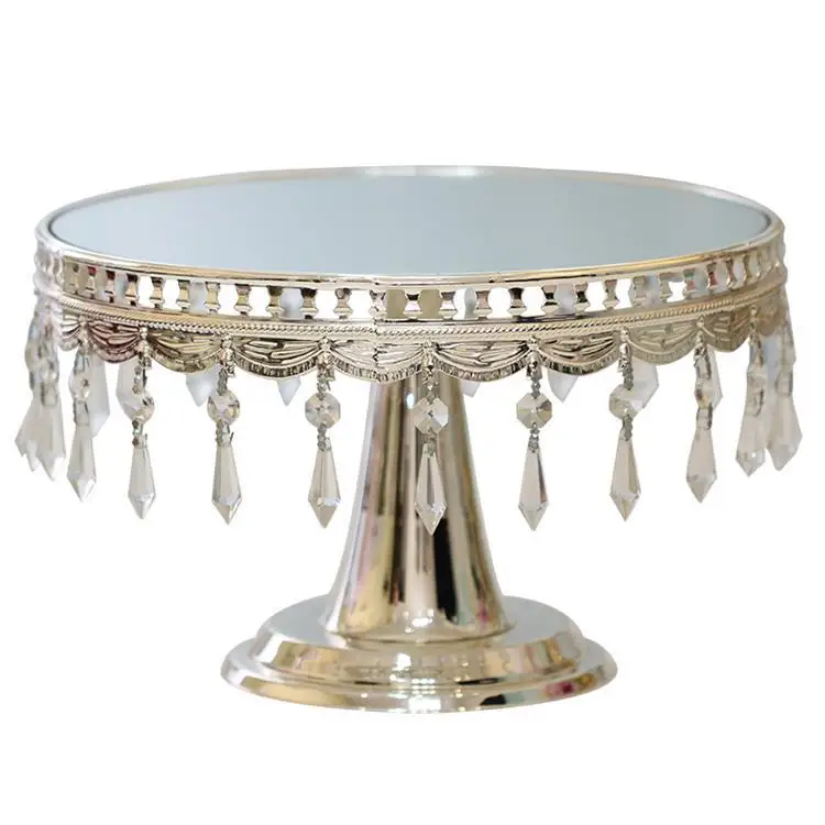 New Wedding Metal Mirror Cake Stand Wedding Props Decorative Ornament Dessert Table Cake Tray Birthday Party