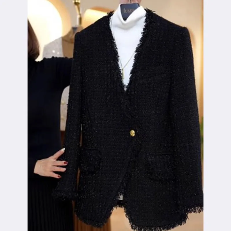 Ele Bla V-Ne Small Fraance Sle Jaet Damski Garnitur Formalny na Wczesną Jesień 2025 Nowy Elegancki Top Europejski Wysokiej Klasy...