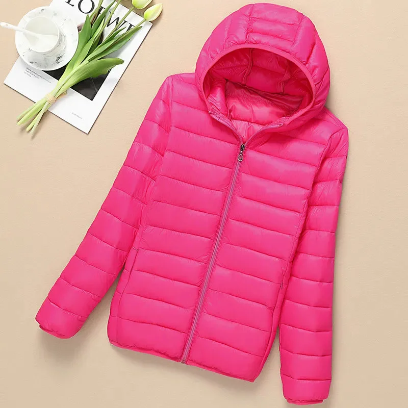 Light Down Cotton-Padded Jacket Women's Parkas Autumn Winter New Puffer Jacket Hooded Warm Cotton Coat Short Female Outwear Tops