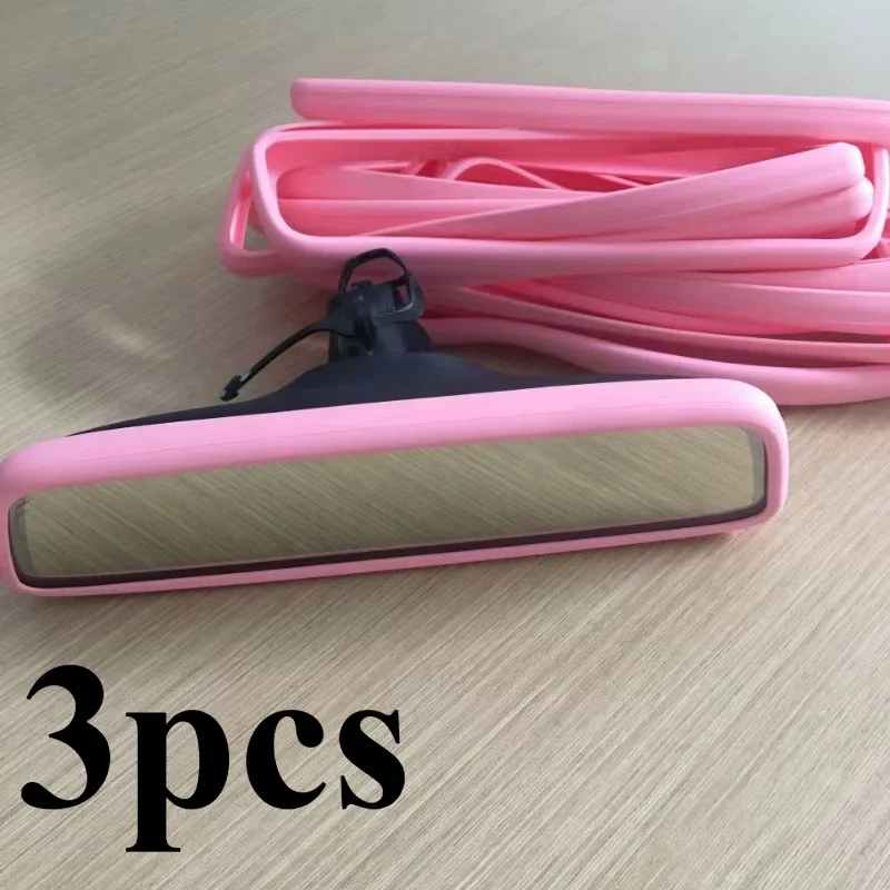 3pcs Silicone Car Interior Accessories Black White Pink Grey For Tesla Model 3 Y Rearview Mirror Protectors Interior Mouldings