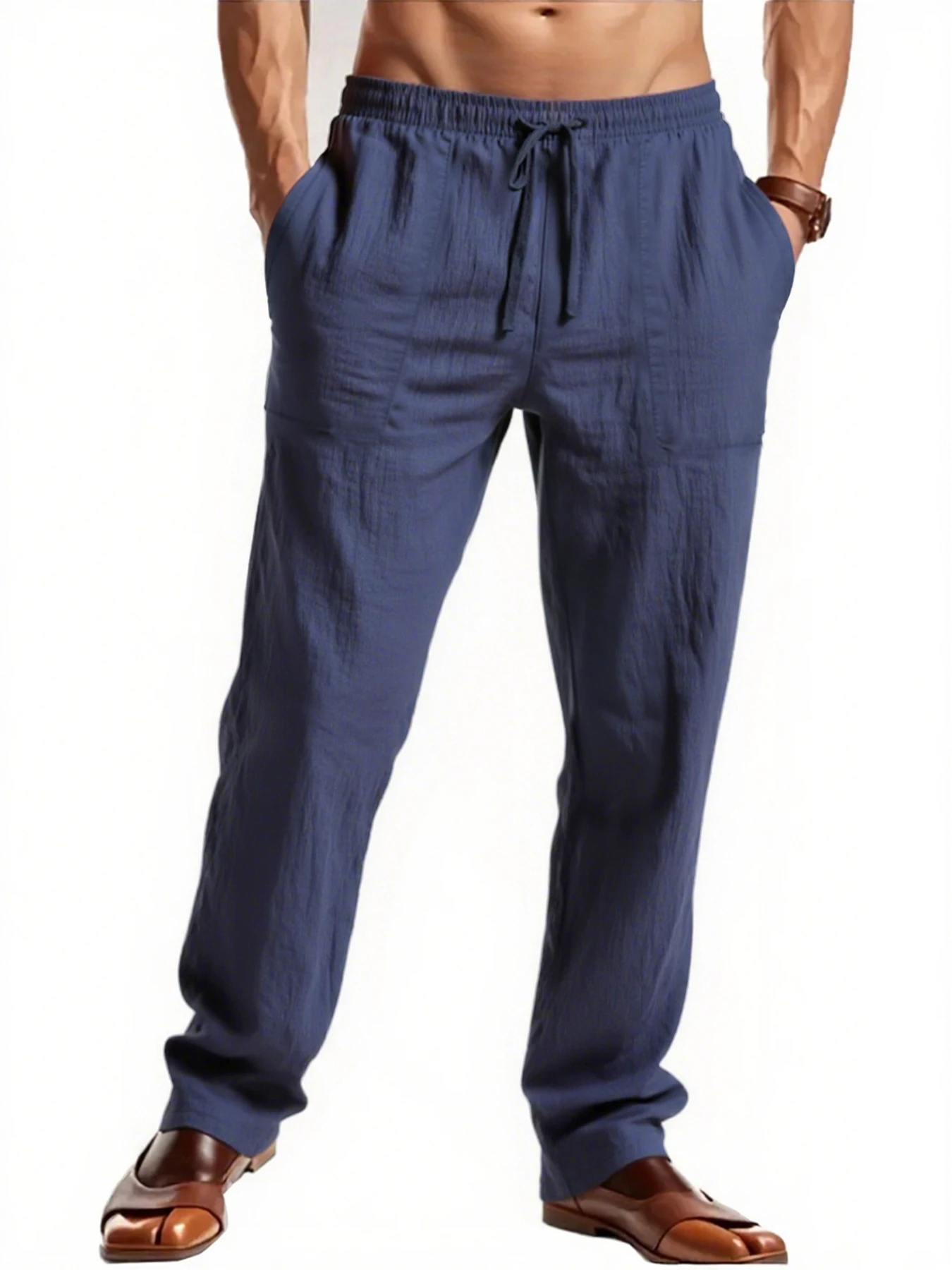 2025 Pantaloni larghi da uomo nuovi Pantaloni estivi leggeri traspiranti tinta unita Pantaloni fitness casual in vita elastica maschile