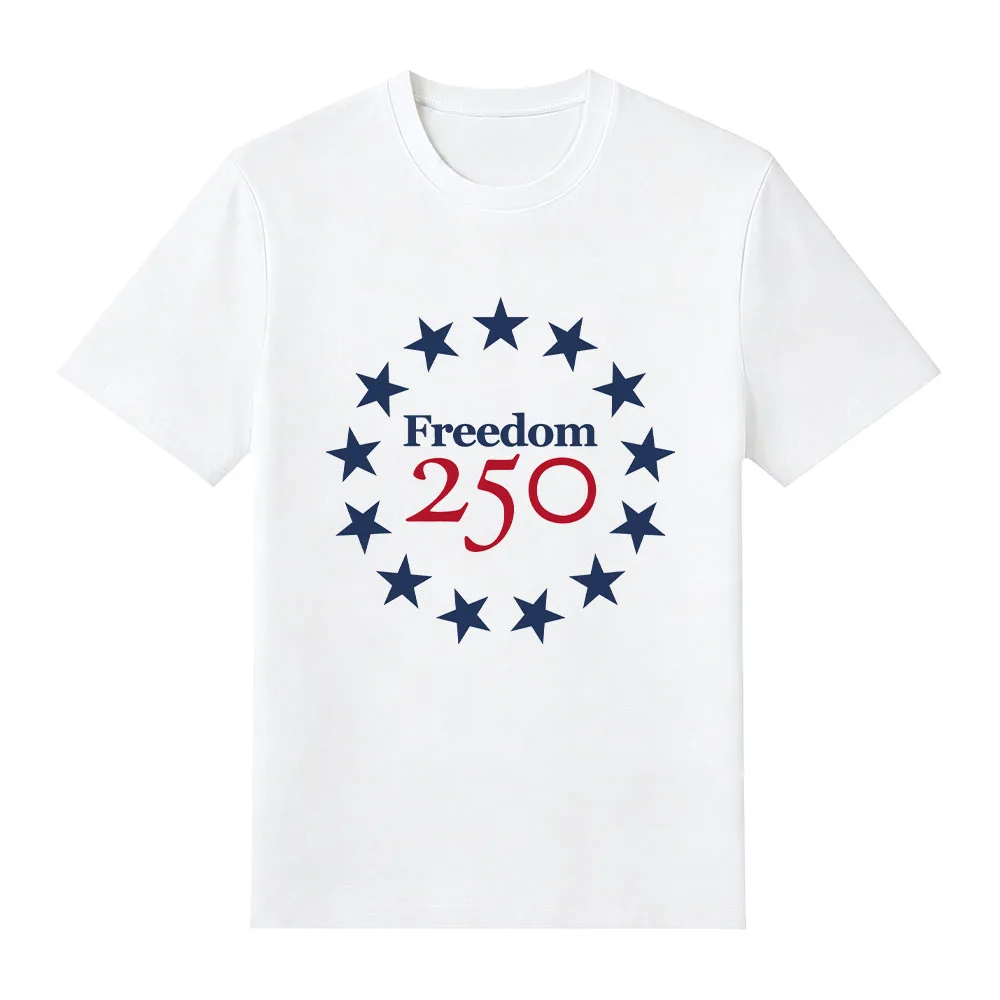 Camisetas con estampado gráfico Freedom 250, camisetas de algodón puro con 250 años de libertad en América, camisetas de verano con cuello redondo, cómodas, de manga corta para hombres y mujeres