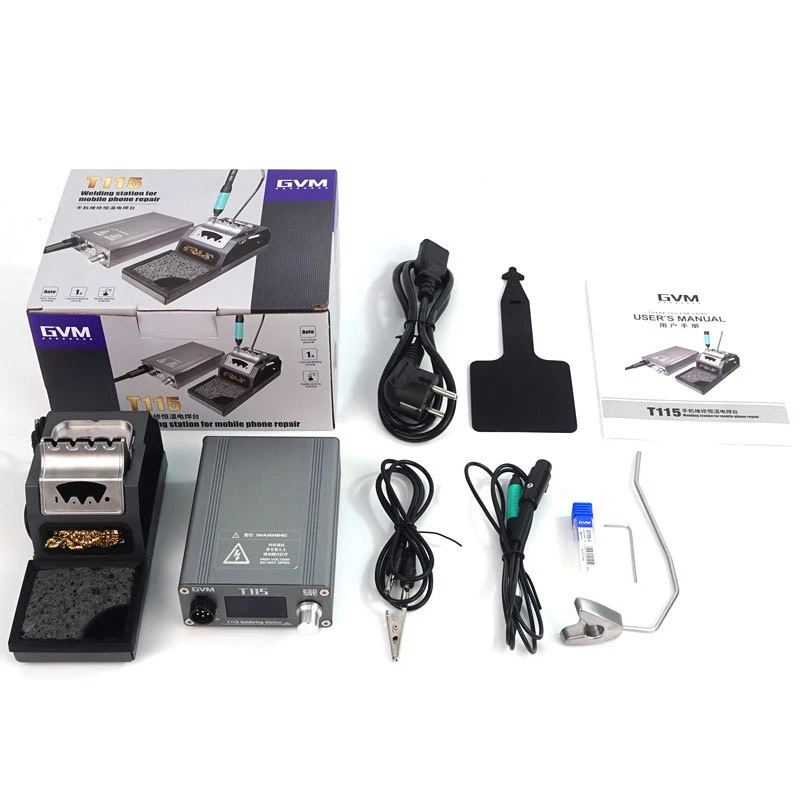 45W sunshine GVM T115 mobile phone soldering station,suitable for smd pcb Super fine powerful welding,auto sleep,C115 Tips