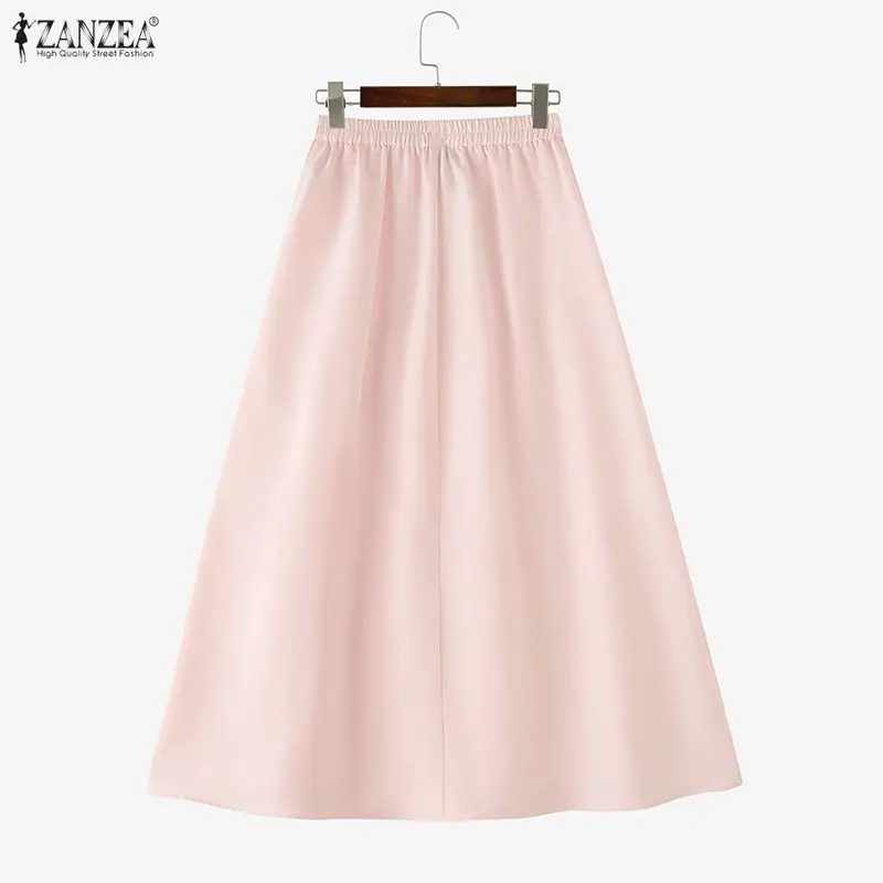 Summer Lace Patchwork Women Skirts ZANZEA Fashion A-line Vestidos Bottoms 3XL Oversize Pleated Skirt Streetwear Party OL Work