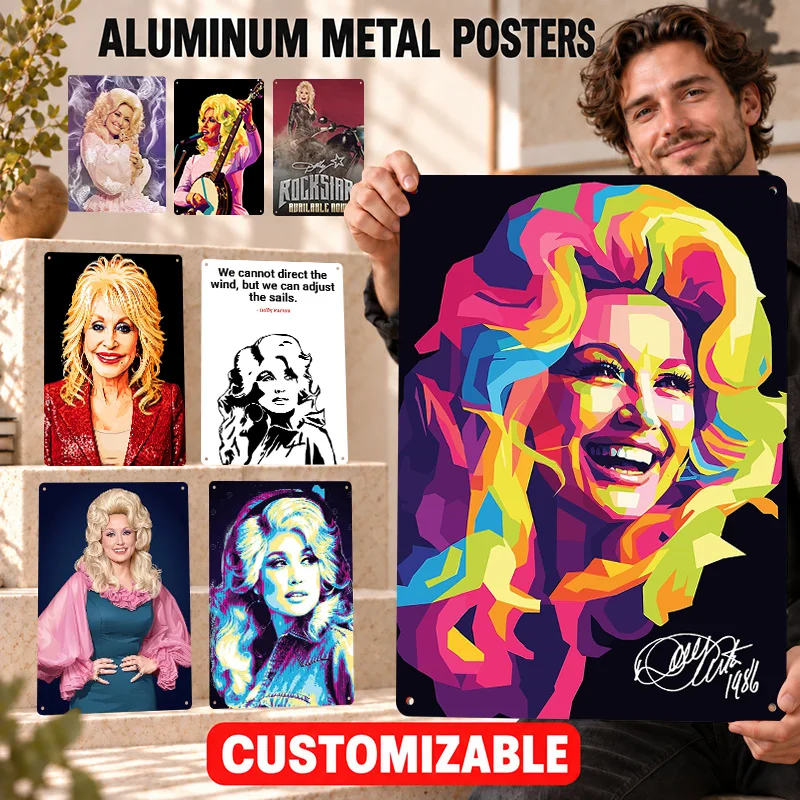 Dolly Parton Printed Posters Retro Americana Country Style Studio Wall Art Customized Aluminum Metal Sign Memorable Decor Gift
