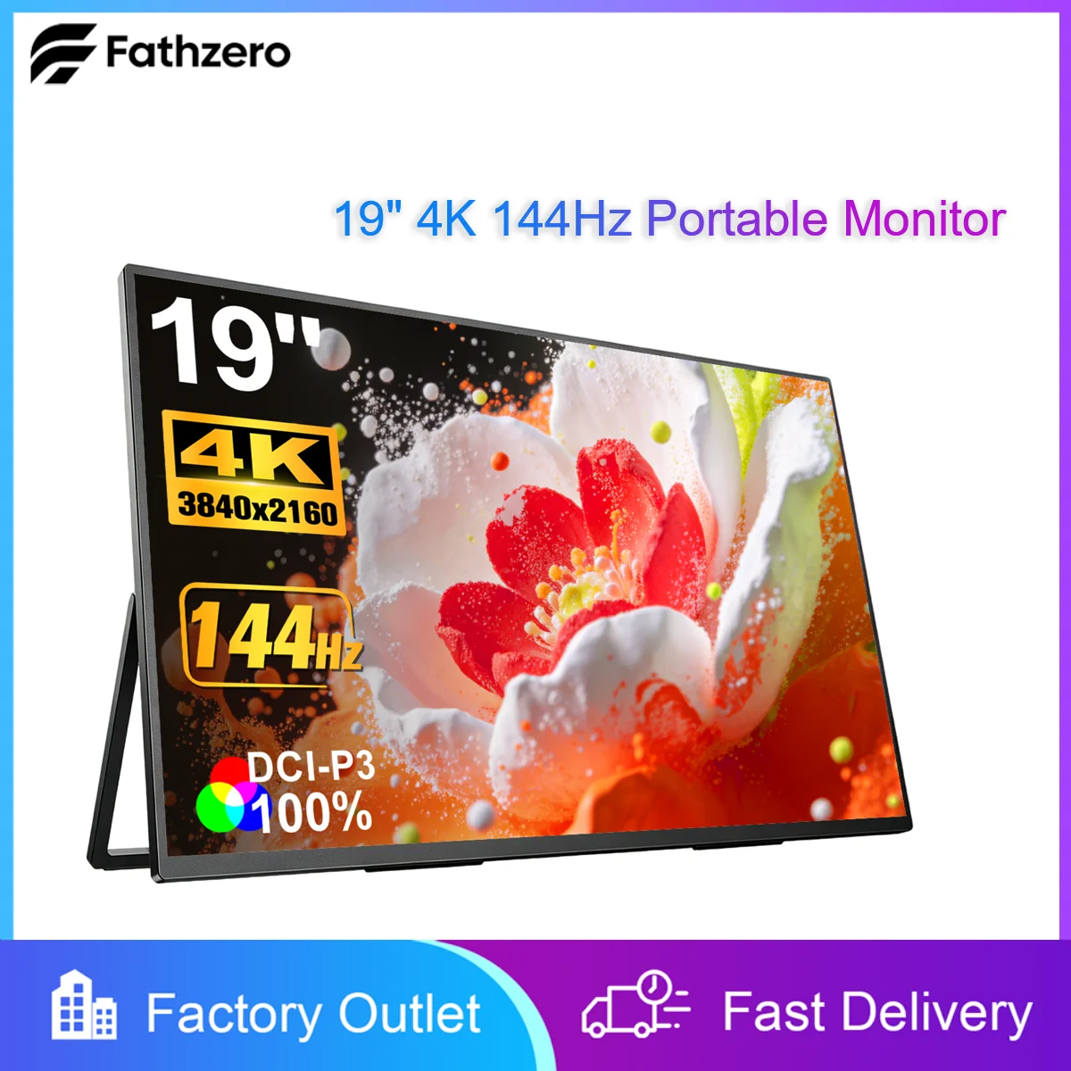 19" 4K 144Hz Large Screen Expand Display 3840*2160 130%sRGB 100Hz IPS For Entertainment and Office Use Laptop PC Xbox Switch PS5