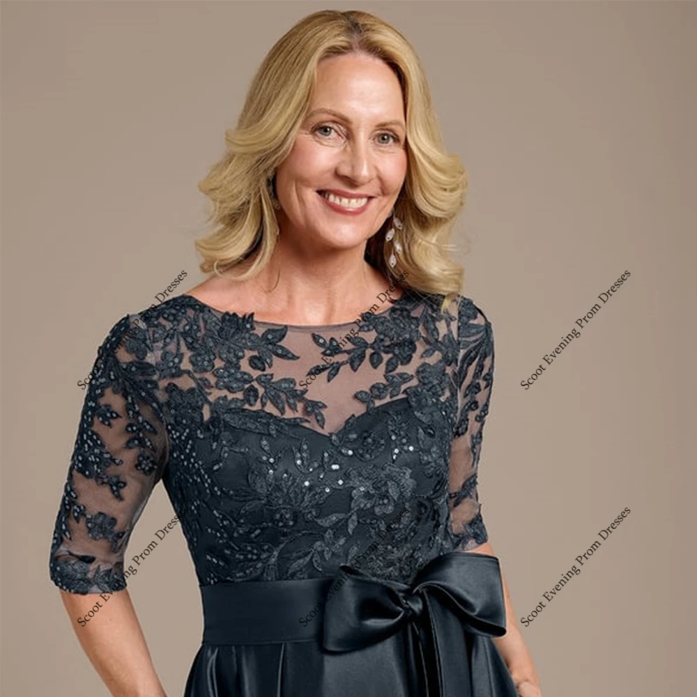 Простые платья для матери невесты с кружевными рукавами 3/4, свадебные платья для женщин, новинка лета 2022, атласное платье Robe De Soirée