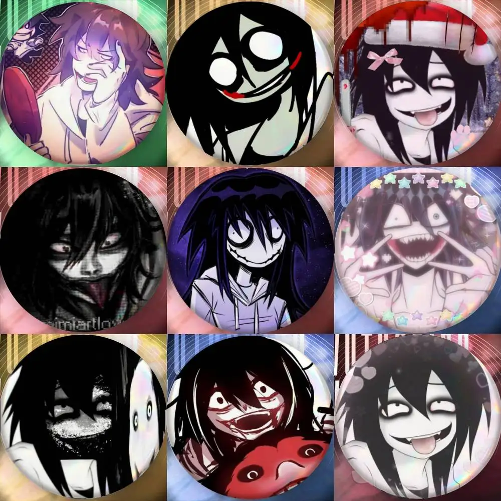 American Urban Legends Jeff The Killer  Badge Tinplate Meme Round Brooch for Hat Bag Creative Lapel Jewelry Accessories Gifts