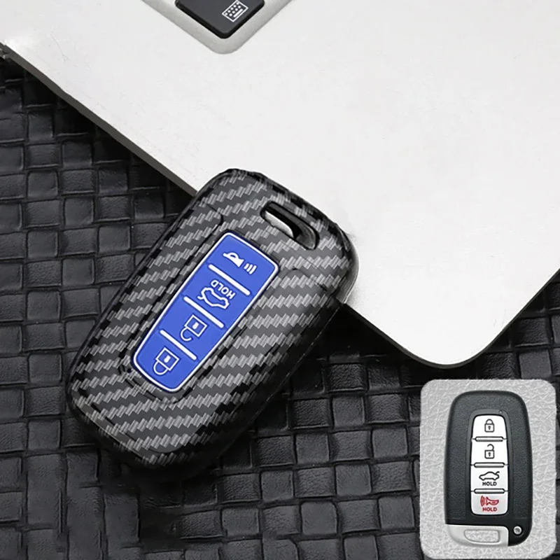 3/4Button Carbon Fiber Car Key Fob Shell Cover Keychain for KIA Forte Sportage K2 K5 for Hyundai Genesis Coupe Sonata Ix35 Smart