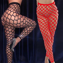 Rhinestone Sexy Fishnet Stockings Women Hollow Out Fishnet Black Leggings Glitter Tights Clubwear Pencil Pants Medias De Mujer