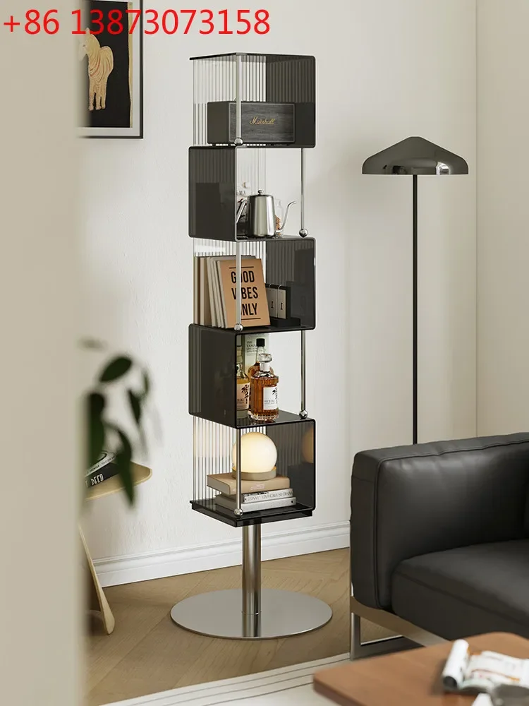 Modern minimalist acrylic rotating bookcase floor rack display locker