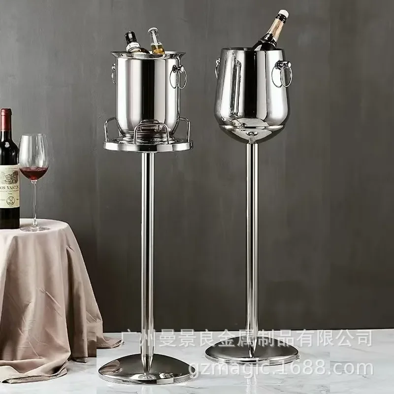 Double Champagne Bucket Set Floor Standing Ice Cooler for Red Wine Bar Hotel Party Home Use Large Capacity Stainless Steel