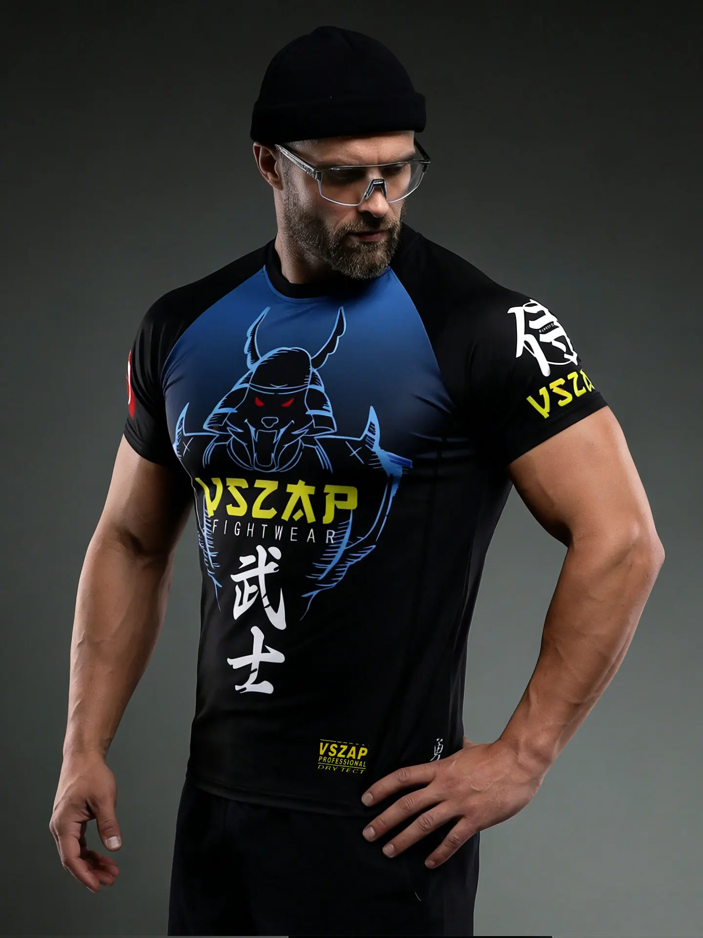 VSZAP Digital 3D Printed Men's MMA Short Sleeve T-Shirt Quick Dry for BJJ Jiu Jitsu Muay Thai Sanda