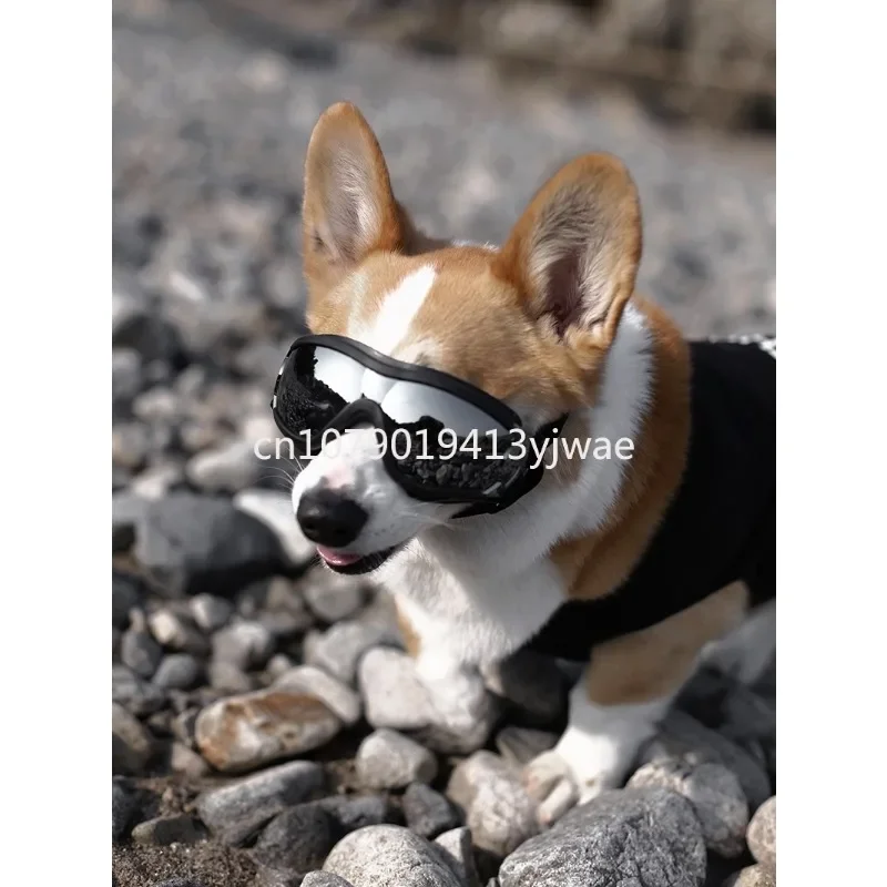 Pet glasses, goggles, corgi dog sunglasses, sunglasses, waterproof, windproof, sunscreen, UV protection, medium and large dogs