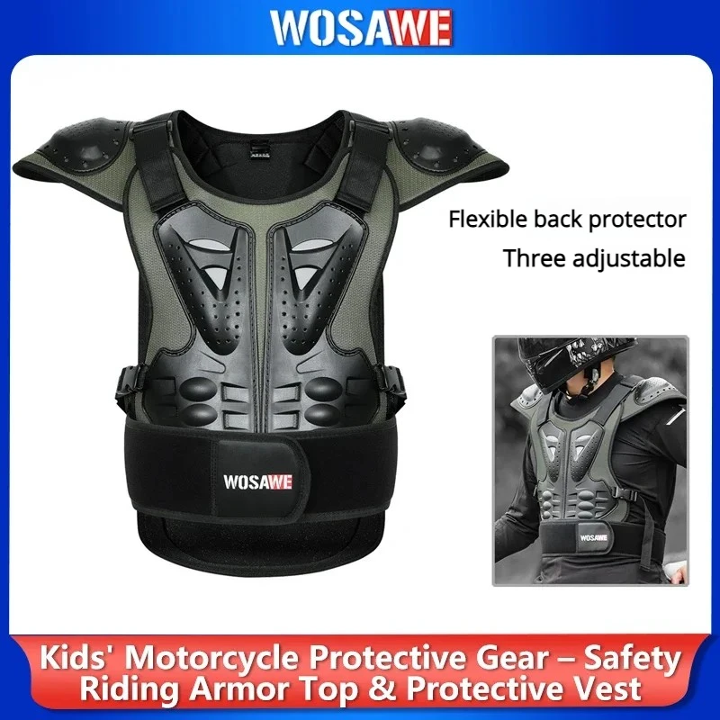 

WOSAWE Motorcycle Armor Vest Protection Motocross Body Armor Jacket Protective Armors Riding Kneepads Moto Full Armor Children
