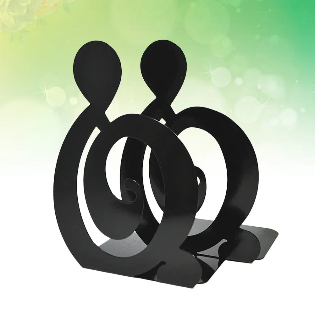 Music Note Shaped Bookends Metal Desktop Shelf Organizer Modern Design Non Skid Feet for Books Magazines Dvds Files Home Office