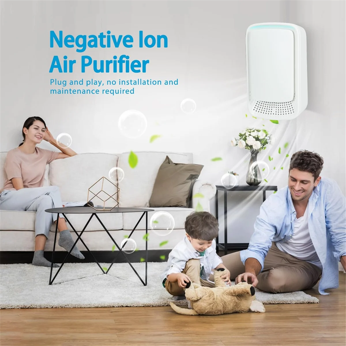 Ionizzatori d'aria per la casa Purificatore d'aria plug-in per la casa Purificatore d'aria silenzioso e portatile per camera da letto, cucina per animali domestici, ufficio (USA)