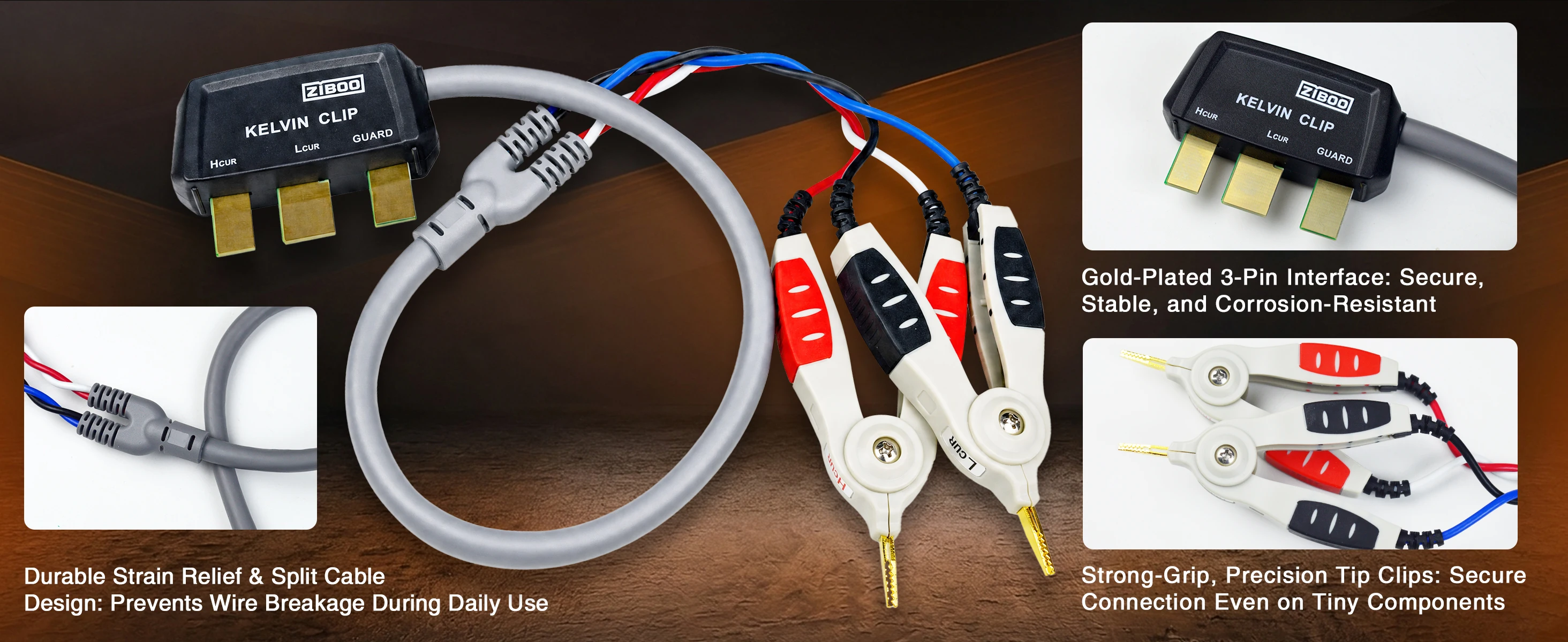 Ziboo ZB-L100K handheld lcr test clip universal digitale brücke kelvin test linie smd chip – Detail 4