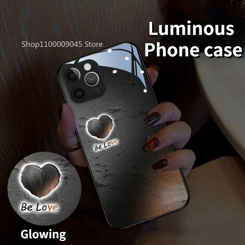 

Be Love Voice Controlled LED Light Glass Luminous Phone Case For Samsung S24 S22 S23 Note 20 10 A73 A54 Plus Ultra Cover Funda