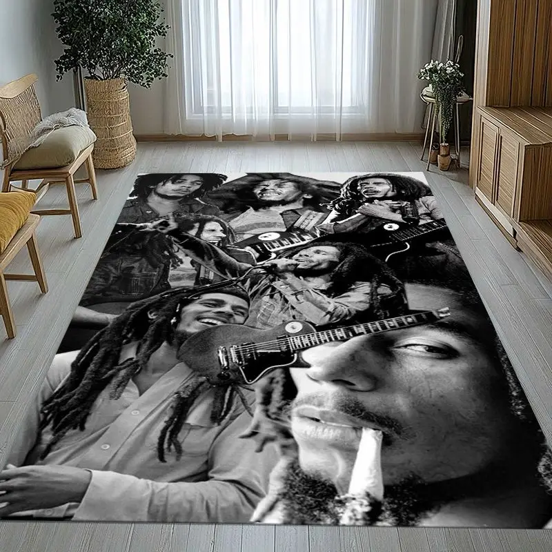 Reggae Music Bob Marley Rasta Color Soft Non-Slip Large Area Rug for Living Room,Bedroom Playroom Carpet Mat for Sofa,Home Decor