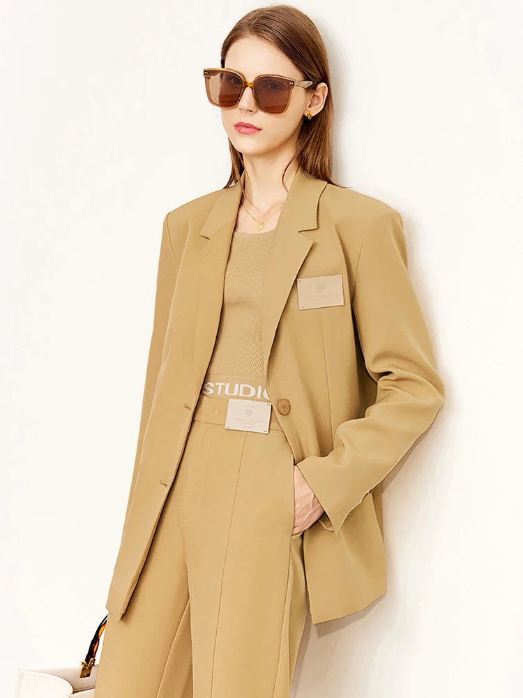 AMII Minimalism Office Lady Women Jacket Coat 2022 Autumn Notched Blazer Casual Ankle-length Pants Female Clothing 12230289