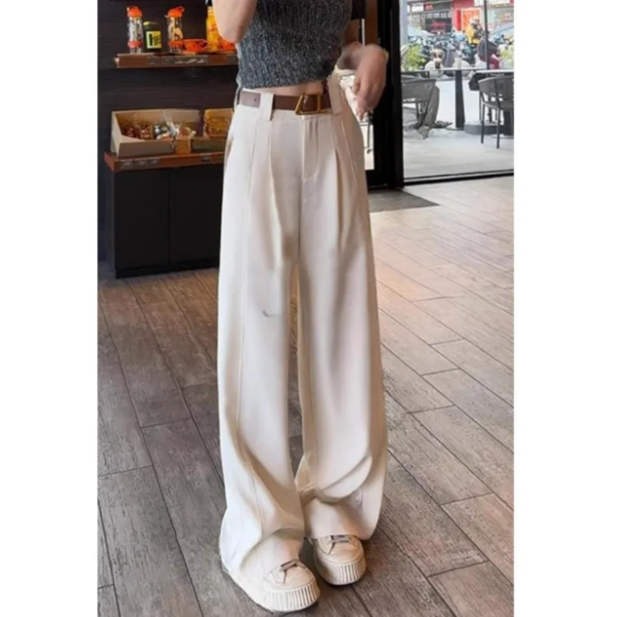 بدلة ثنية عالية الخصر بنطال ذو قصة أرجل واسعة للنساء صيفي جديد مستقيم وفضفاض للتخسيس طويل القامة بطول الأرض بنطلون أعمال أنيقة... #2