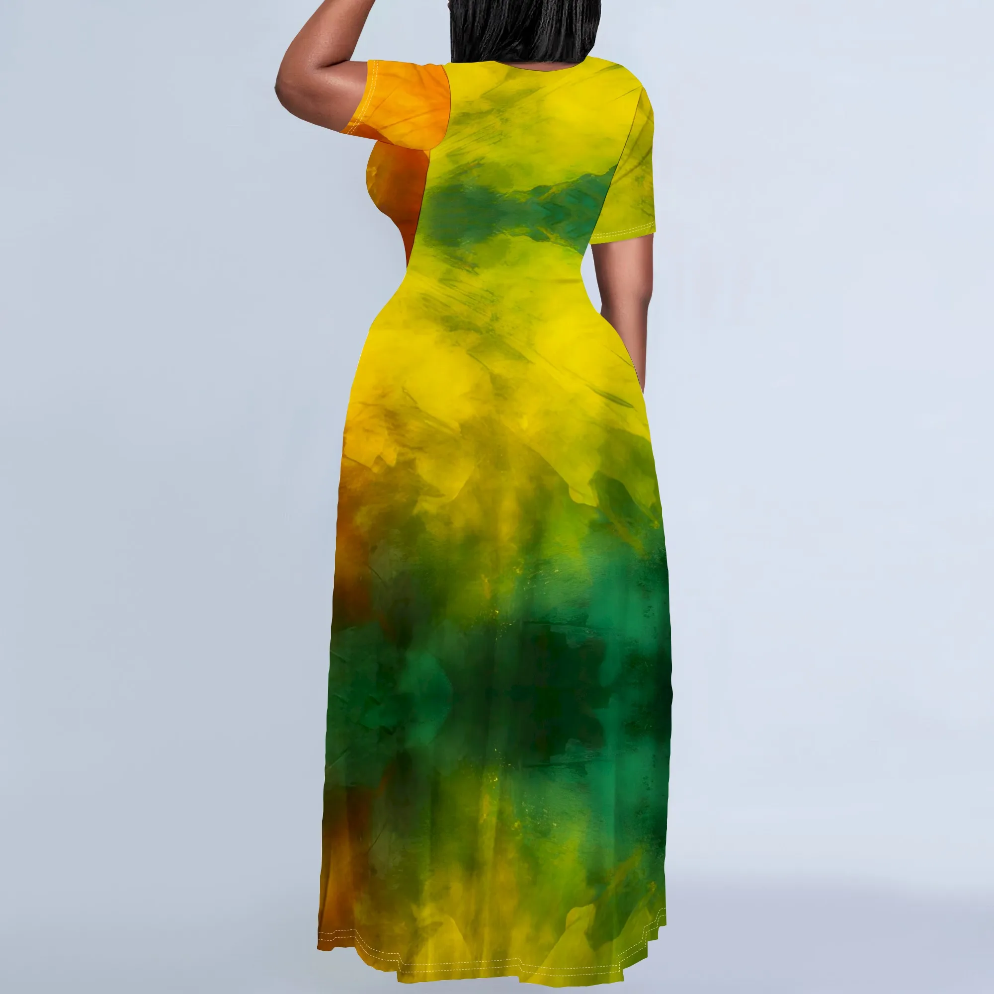 

Tie Dye Maxi Dress Plus Size Rasta Colors Summer Festival Wear