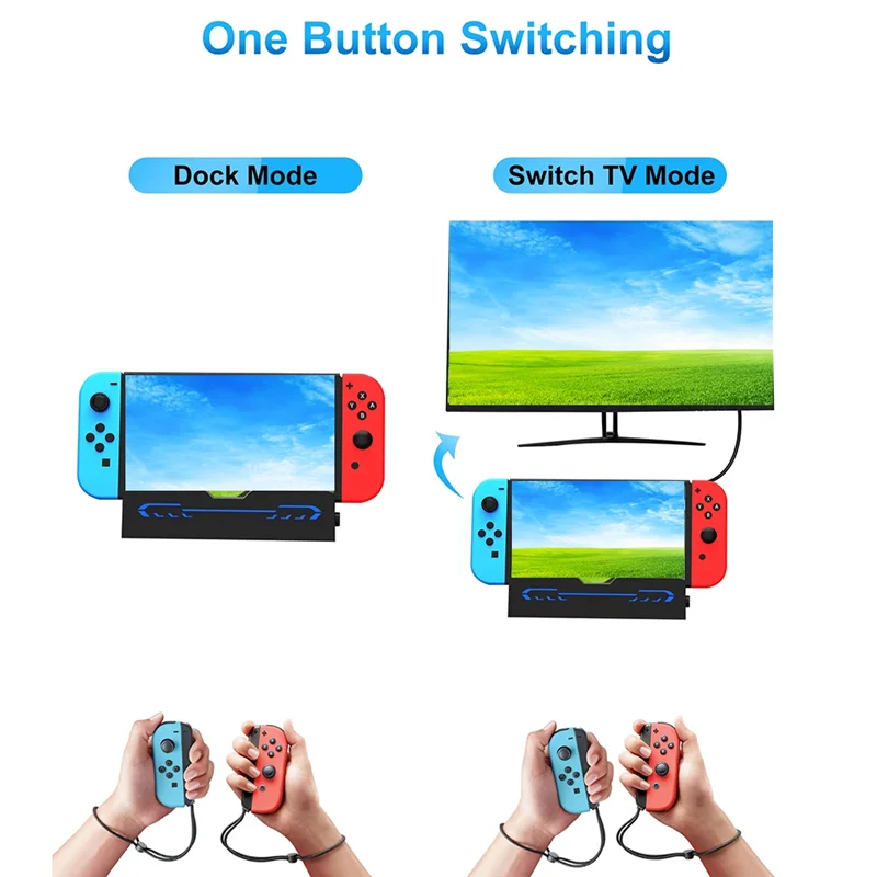 Estação de acoplamento eficiente do carregador do interruptor para nintendo switch oled/acessórios do interruptor, estação de acoplamento portátil da tevê com adaptador 4k