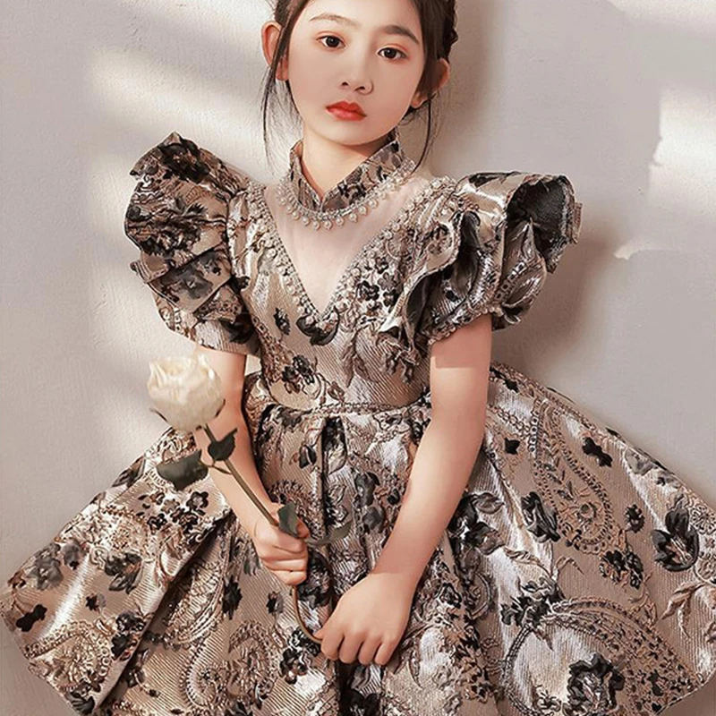 

Kids Turkish Ball Gowns Vintage Spanish Children Birthday Party Dress for Easter Eid Birthday Party High-End Flower Girl Dresses