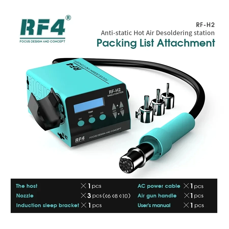 Fast Desoldering Hot Air Gun Soldering Station Digital Display Intelligent BGA Rework Station to PCB Chip Repair, RF4 H2, 1000W